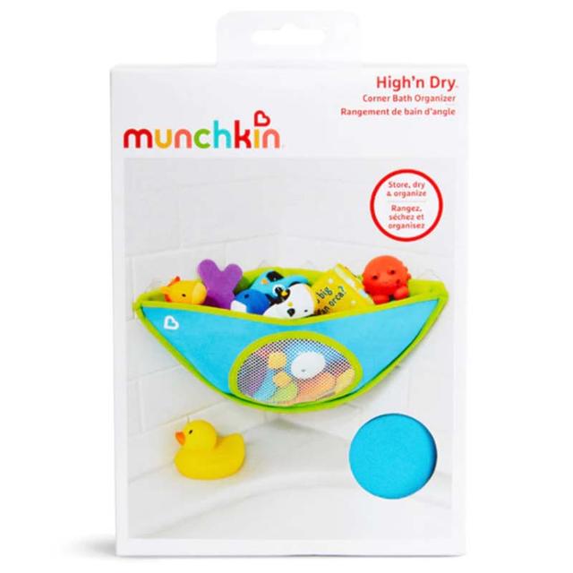 سلة حمام لتنظيم ألعاب الحمام أزرق منشكين Munchkin High N Dry Corner Bath Organizer - SW1hZ2U6NjU4NDQw