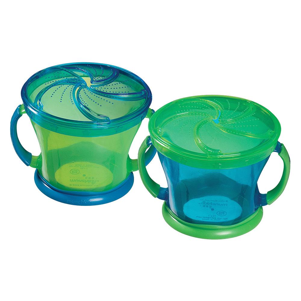 علب أطعمة خفيفة (كاتشر) مع غطاء للأطفال 2 قطعة 9 أونصة أخضر و أزرق مونشكين Snack Catcher 2pack - Blue & Green - Munchkin