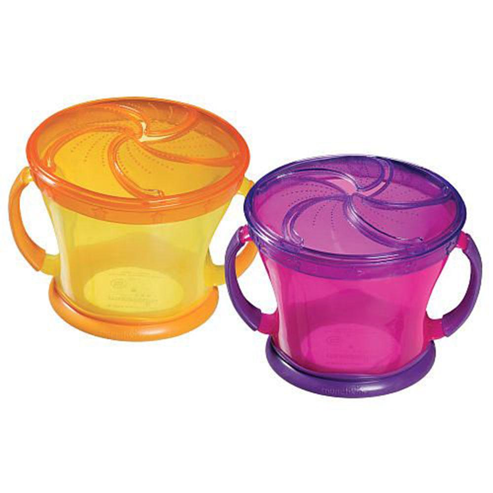 علب أطعمة خفيفة (كاتشر) مع غطاء للأطفال 2 قطعة 9 أونصة برتقالي و زهري مونشكين Snack Catcher 2pack - Pink & Orange - Munchkin