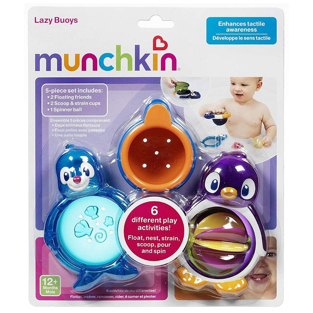 العاب وقت الاستحمام 5 في 1 للأطفال أزرق وبرتقالي Munchkin Lazy Buoys