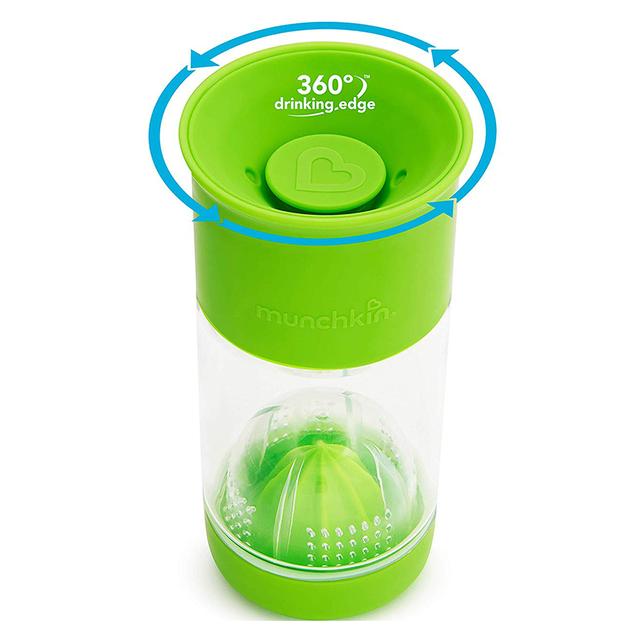 كوب شرب للأطفال الصغار مع مصفاة فاكهة أخضر مونشكين Miracle 360 Fruit Infuser Cup 14oz - Green - Munchkin - SW1hZ2U6NjU4OTAy