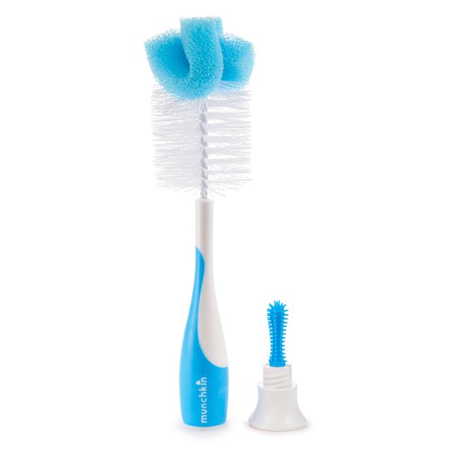 فرشاة تنظيف رضاعات الأطفال اسفنجية 2 في 1 أزرق Sponge Bottle Brush - Blue - Munchkin - SW1hZ2U6NjU5Mjc4