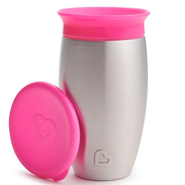 كوب ستانلس ستيل معزول للأطفال زهري مونشكين Miracle 360 Stainless Sippy Cup 10oz - Pink - Munchkin - SW1hZ2U6NjU5NDAx