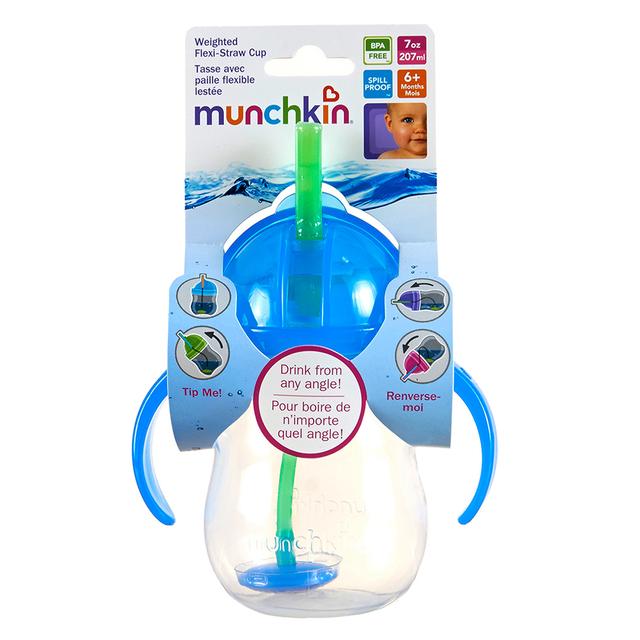 مطارة للاطفال بمصاصة 200 مل كليك لوك منشكين أزرق Munchkin Click Lock Weighted Flexi Straw Cup - SW1hZ2U6NjYwMjM3