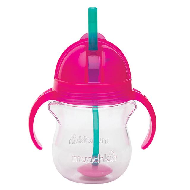 مطارة للأطفال بمصاصة 200 مل كليك لوك منشكين زهري Munchkin Click Lock Weighted Flexi Straw Cup - SW1hZ2U6NjYwMjYy