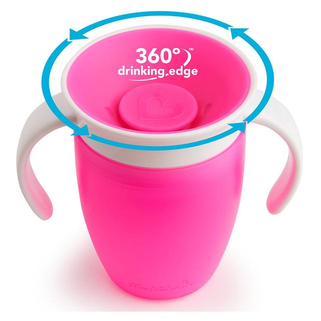 كوب التدريب على الشرب للأطفال الصغار زهري Miracle 360 Non Spill Trainer Cup 7oz - Pink - Munchkin - SW1hZ2U6NjYwNzE2