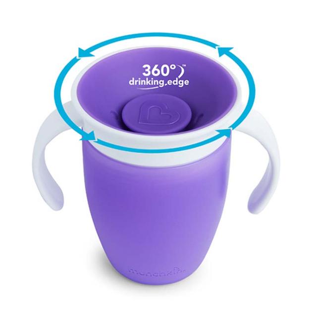 كوب التدريب على الشرب للأطفال الصغار بنفسجي Miracle 360 Non Spill Trainer Cup 7oz - Purple - Munchkin - SW1hZ2U6NjYwNzIz