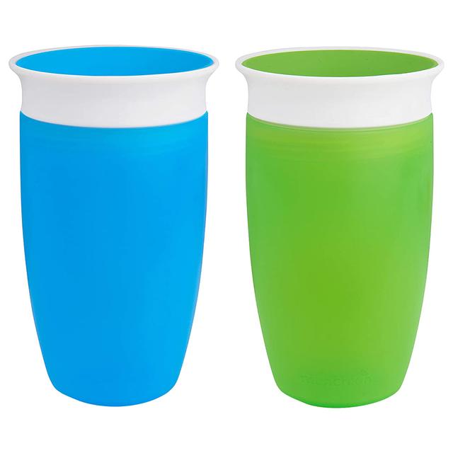 أكواب شرب للأطفال الصغار 2 كوب أخضر و أزرق Miracle 360 Trainer Cup - Pack of 2 - 296ml - Green/Blue - Munchkin - SW1hZ2U6NjYxMDYz