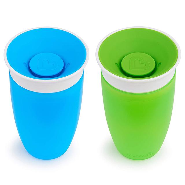 أكواب شرب للأطفال الصغار 2 كوب أخضر و أزرق Miracle 360 Trainer Cup - Pack of 2 - 296ml - Green/Blue - Munchkin - SW1hZ2U6NjYxMDY1