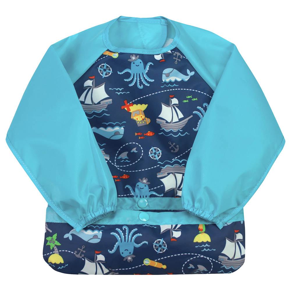 Green Sprouts - Snap & Go Easy-Wear Long Sleeve Bib - Aqua Pirates