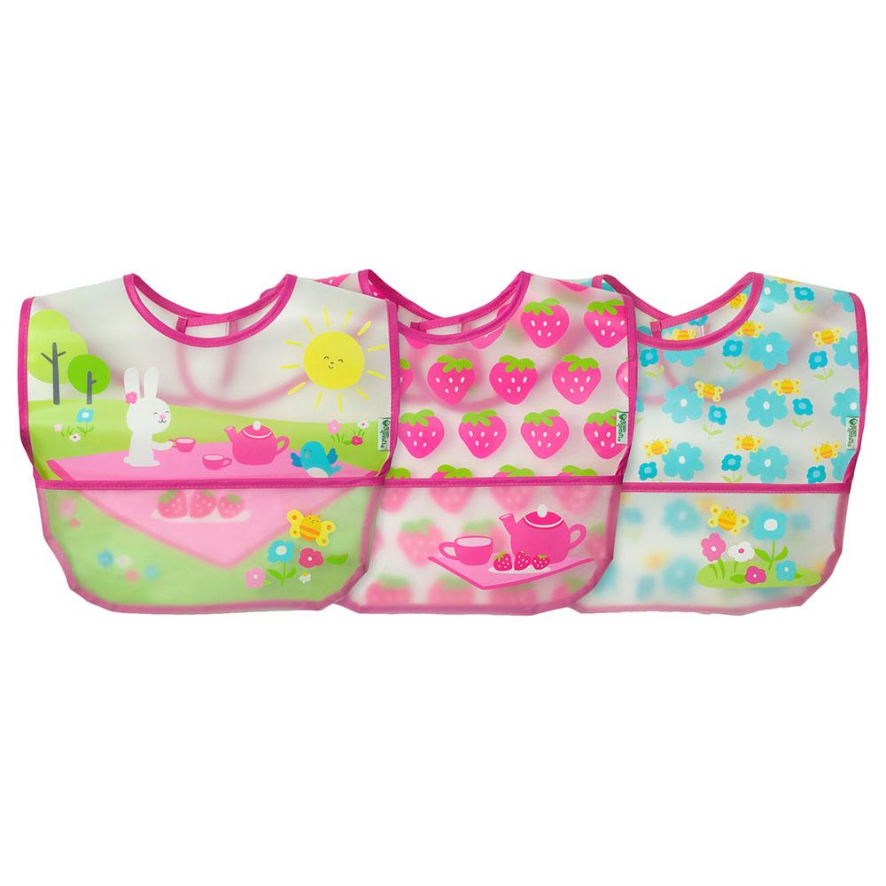 مريلة اطفال المقاومة للماء 3 قطع Green Sprouts - Wipe-Off Bibs Pink Picnic 3Pcs-Set