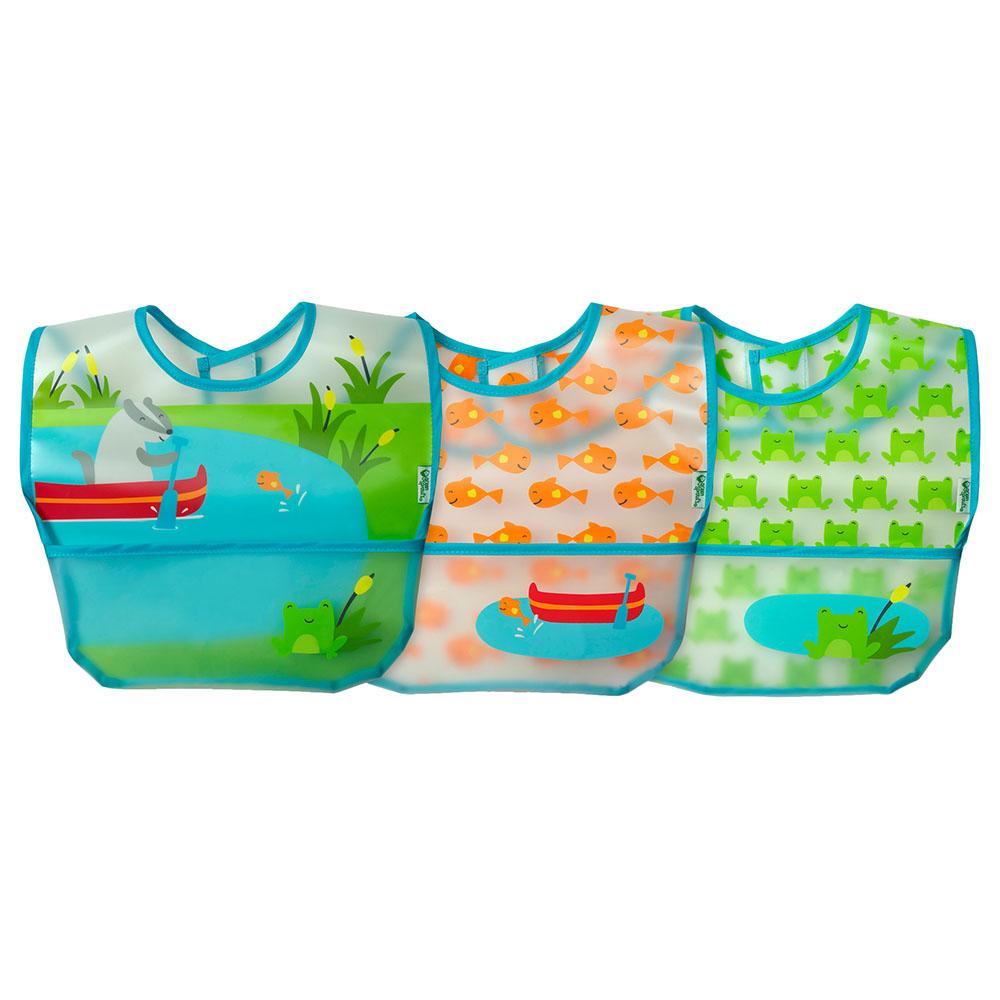 مريلة اطفال المقاومة للماء 4 قطع Green Sprouts - Wipe-Off Bibs Aqua Pond 3Pcs