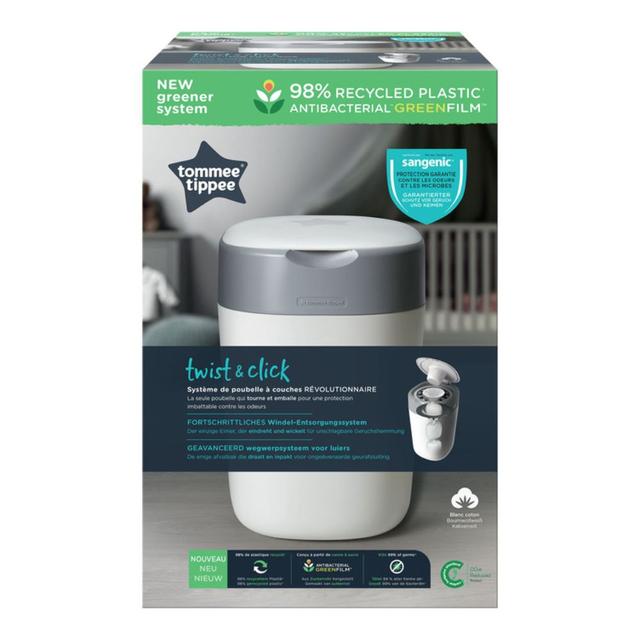 سلة مهملات لفوط الأطفال ابيض مع اكياس للفوط حزمة 6في1 Tommee Tippee Twist & Click Advanced Nappy - SW1hZ2U6NjY1NDA5