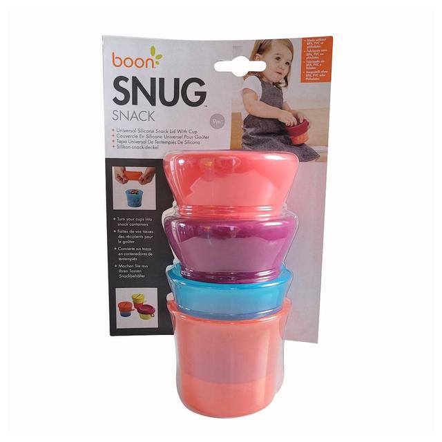 أكواب سناكس مع أغطية مانعة للإنسكاب للأطفال بون Boon Snug Snack Containers With Stretchy Silicone Lids - SW1hZ2U6NjYzMDkx
