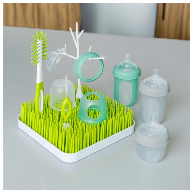 حزمة رضاعات أطفال عدد 4 مع فرش تنظيف ورف تجفيف بون Boon Nursh & Grass Bundle Bottles & Accessories Starter Set - SW1hZ2U6NjQzMzk4