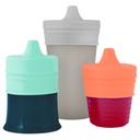 كوب أطفال مع ثلاث أغطية كوب سيليكون من بون Boon Snug Stretchy Spout Lids with Containers - SW1hZ2U6NjQzNDQw