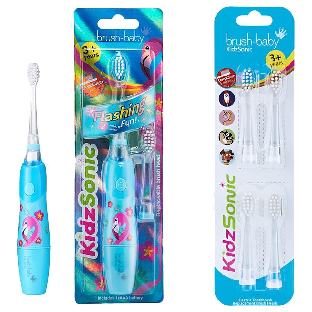 Brush Baby - Kidzsonic Flamingo Toothbrush & Brush Heads