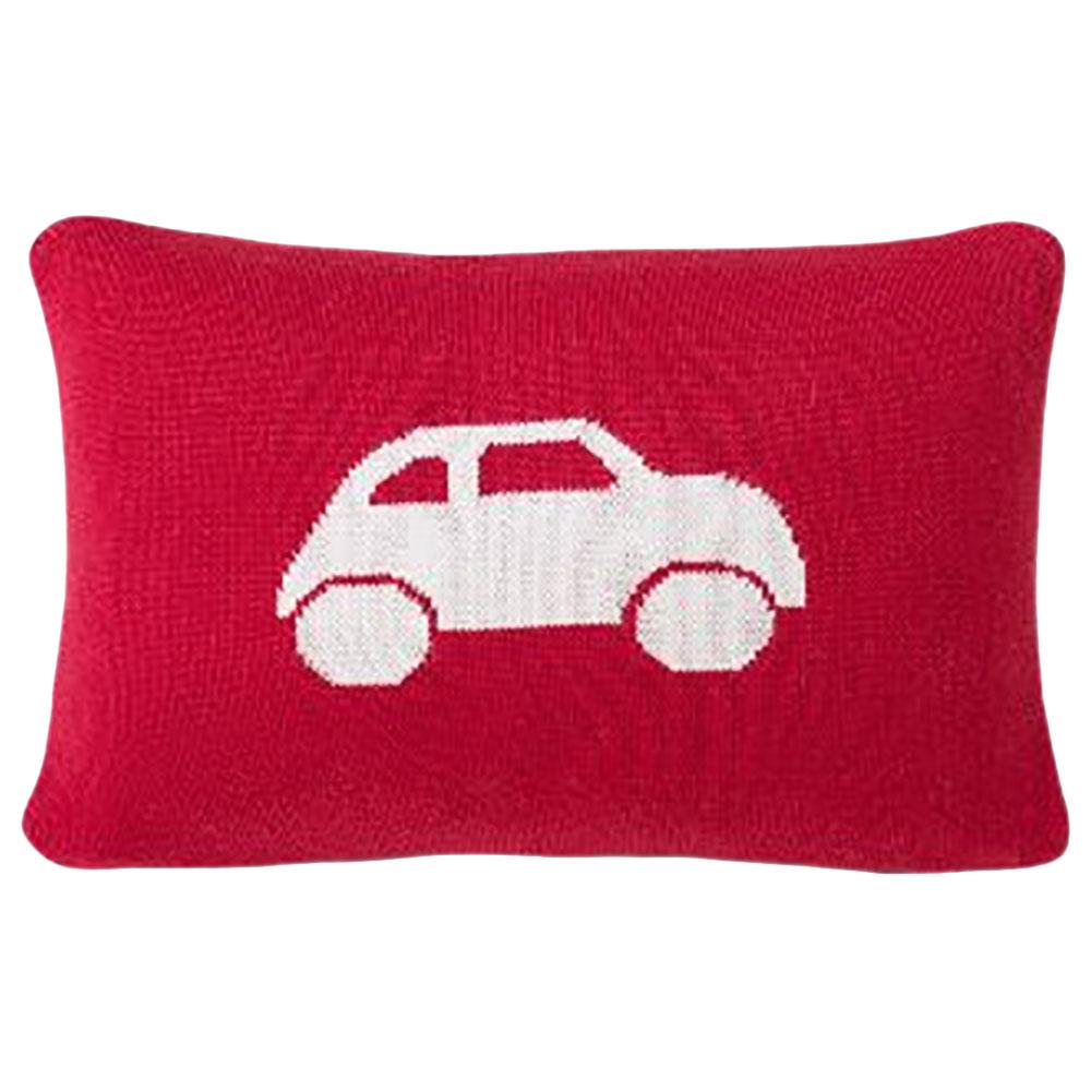 Pluchi - Knitted Baby Pillow Cover-Car - Red