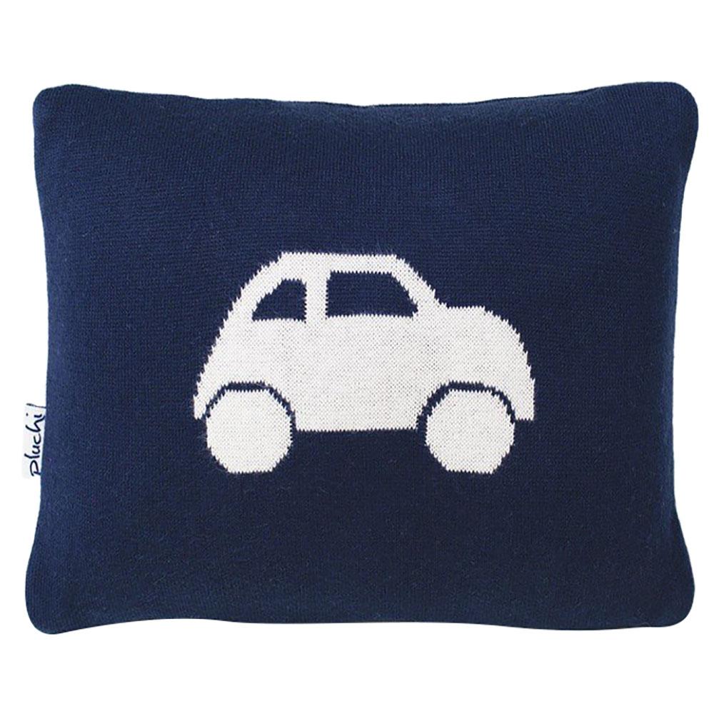 Pluchi - Knitted Baby Pillow Cover-Car - Blue