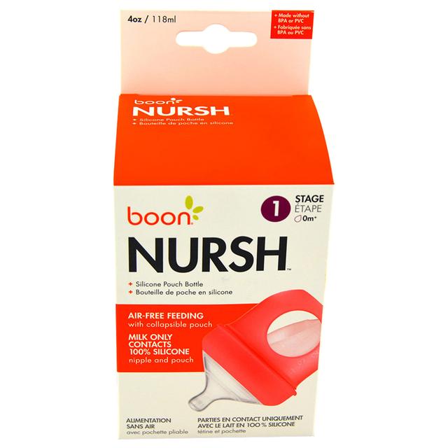 Tomy Boon Boon - Nursh Nipples & Silicone Bottle 4oz - Pink - SW1hZ2U6NjY0NTc1