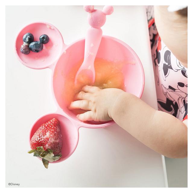 صحن و ملعقة ميكي ماوس للأطفال من بمكينز – زهري  Bumkins - Minnie Mouse Pink First Feeding Set - SW1hZ2U6NjY1ODY5