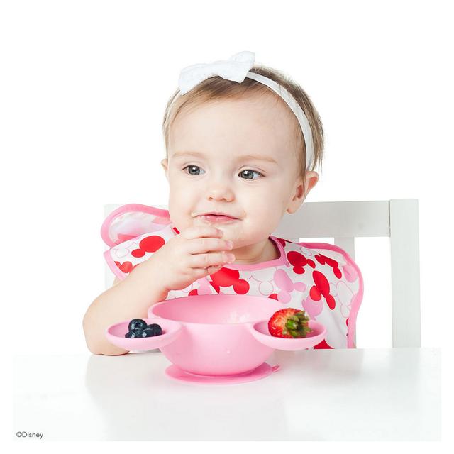 صحن و ملعقة ميكي ماوس للأطفال من بمكينز – زهري  Bumkins - Minnie Mouse Pink First Feeding Set - SW1hZ2U6NjY1ODcz