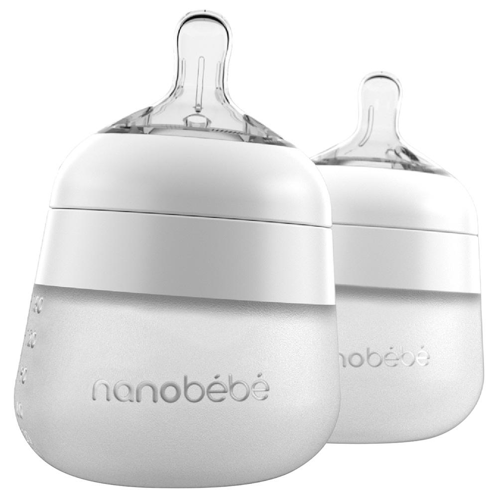 مضخة حليب الأم 150 ميلي عدد 2 - أبيض Nanobebe - Flexy Silicone Baby Bottle Pack Of 2