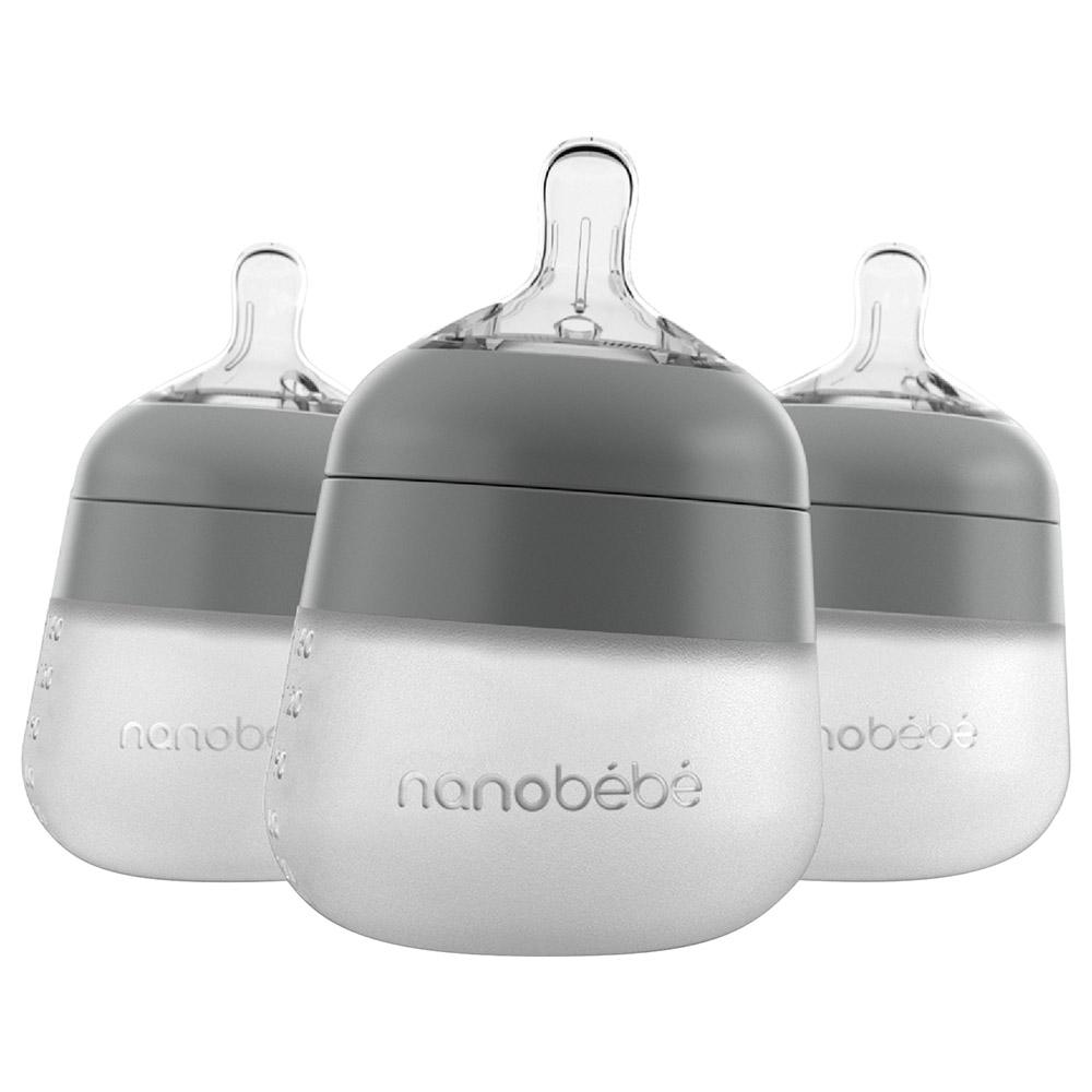 Nanobebe - Flexy Silicone Baby Bottle Pack Of 3 150 ml Grey