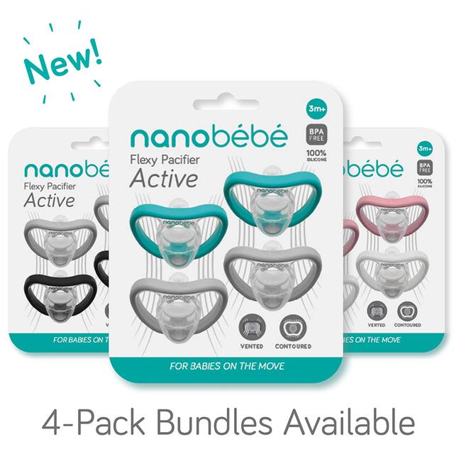 Nanobebe - Baby Active Pacifiers Pack Of 4 - Teal & Grey - SW1hZ2U6NjY2MTA2