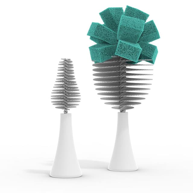 فرشاة تنظيف رضاعات كهربائية مع منظف حلمات نانو بيبي Nanobebe Flexy Brush Heads Teal