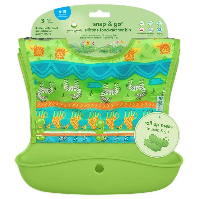 مريلة اطفال سيليكون مقاومة للماء عدد 3 و رضاعة أطفال 236 مل Green Sprouts - Straw Cup 8oz Snap & Go Silicone Bib - Green - SW1hZ2U6NjY2MTM4