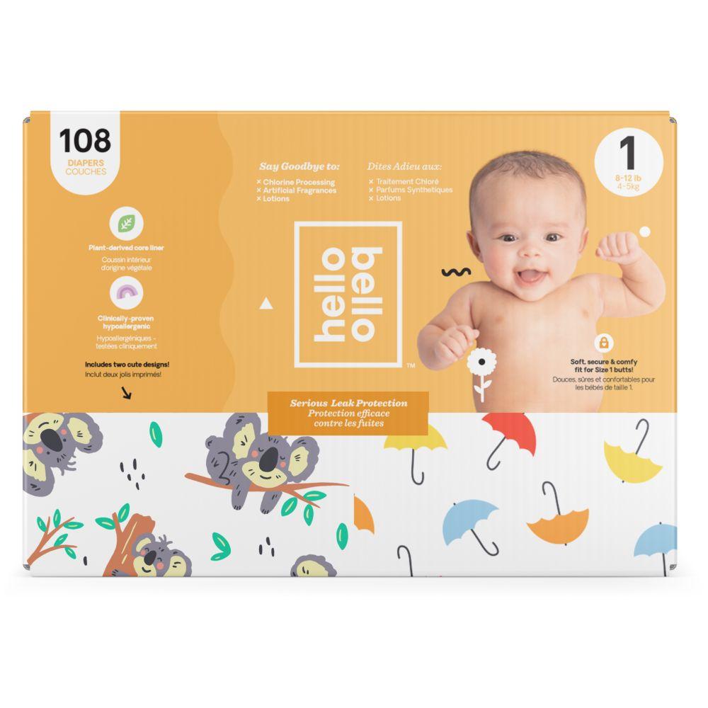 Hello Bello Diapers Umbrellas & Koala Bears Size 1 4 - 5kg GN, 108pcs