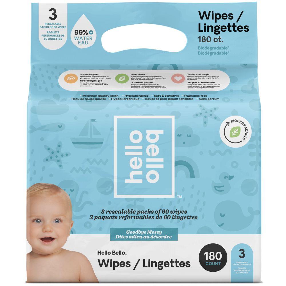 مناديل مبللة للاطفال 180 منديل هيلو بيلو Hello Bello Baby Wipes 3 pack 180pcs