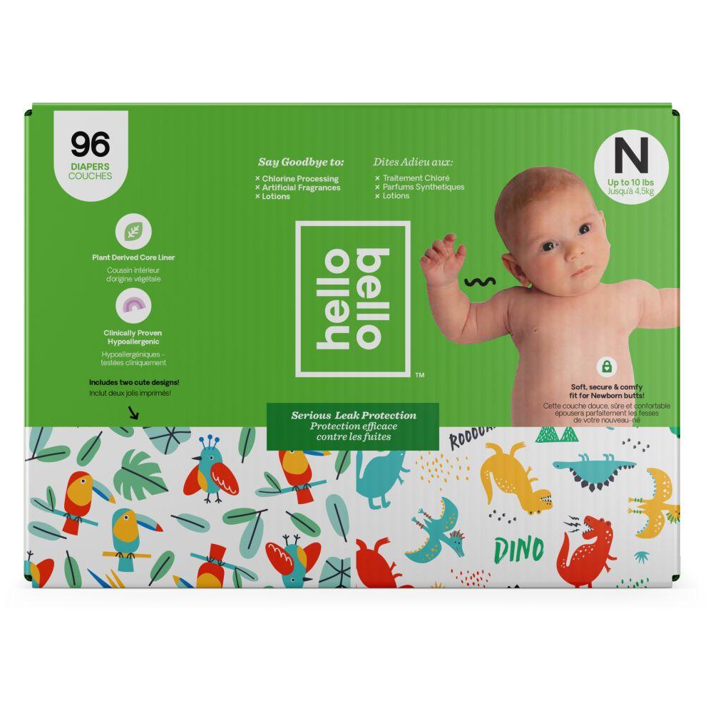 Hello Bello Diapers - Parrots & Dinos - Boy - Size N upto 4.5kg 96pcs