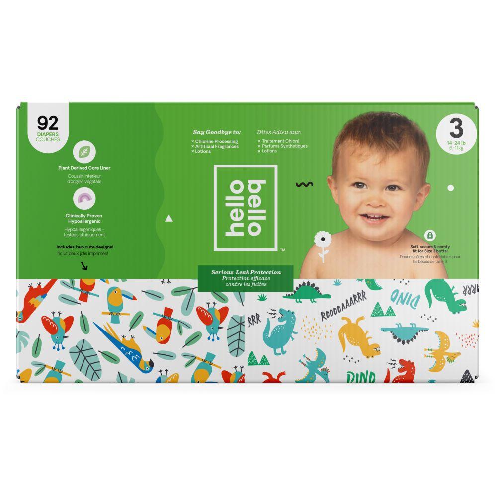 Hello Bello Diapers - Parrots & Dinos - Boy - Size 3 6 - 11kg 92pcs