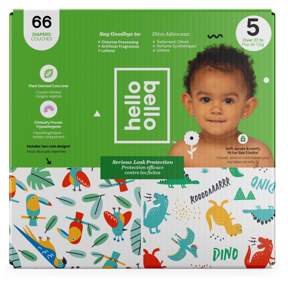 Hello Bello Diapers - Parrots & Dinos - Boy - Size 5 12kg+ 66pcs