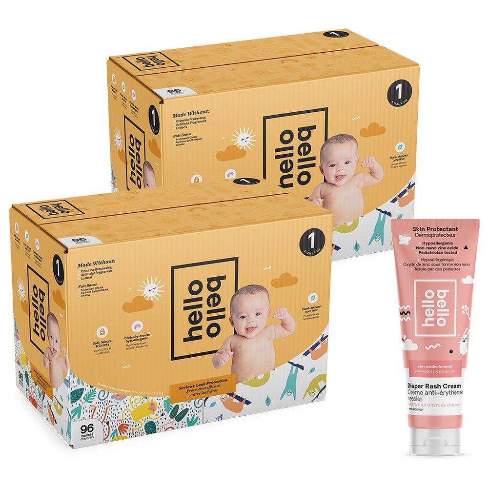 حفاضات أطفال مقاس واحد مع كريم علاج الطفح الجلدي للأطفال هيلو بيلو Hello Bello Bundle Club Diaper Pack With Rash Cream