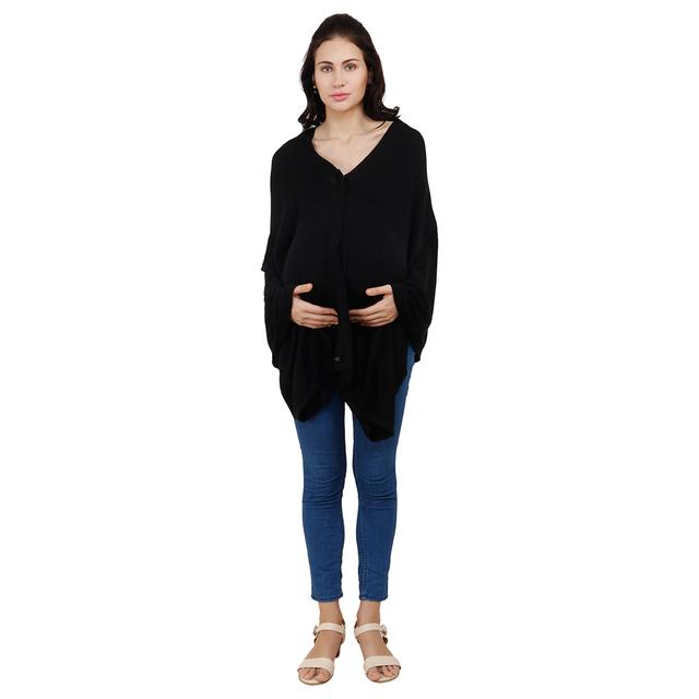 Pluchi - Knitted Nursing Poncho Frida - Black - SW1hZ2U6NjY3NDIw