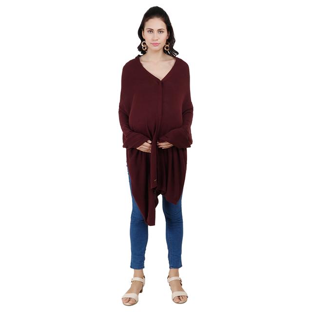 Pluchi - Knitted Nursing Poncho Frida - Maroon - SW1hZ2U6NjY3NDMx