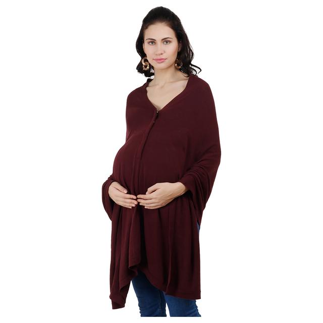 Pluchi - Knitted Nursing Poncho Frida - Maroon - SW1hZ2U6NjY3NDMz