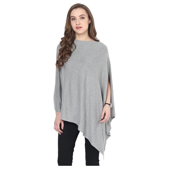 Pluchi - Knitted Nursing Poncho Rosette - Light Grey Melange - SW1hZ2U6NjY3NTA3