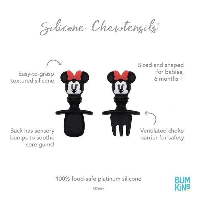 ملعقة و شوكة ميني ماوس للأطفال من بمكينز  Bumkins - Minnie Mouse Silicone Chewtensils, Baby Fork And Spoon Set - SW1hZ2U6NjQzMDUw