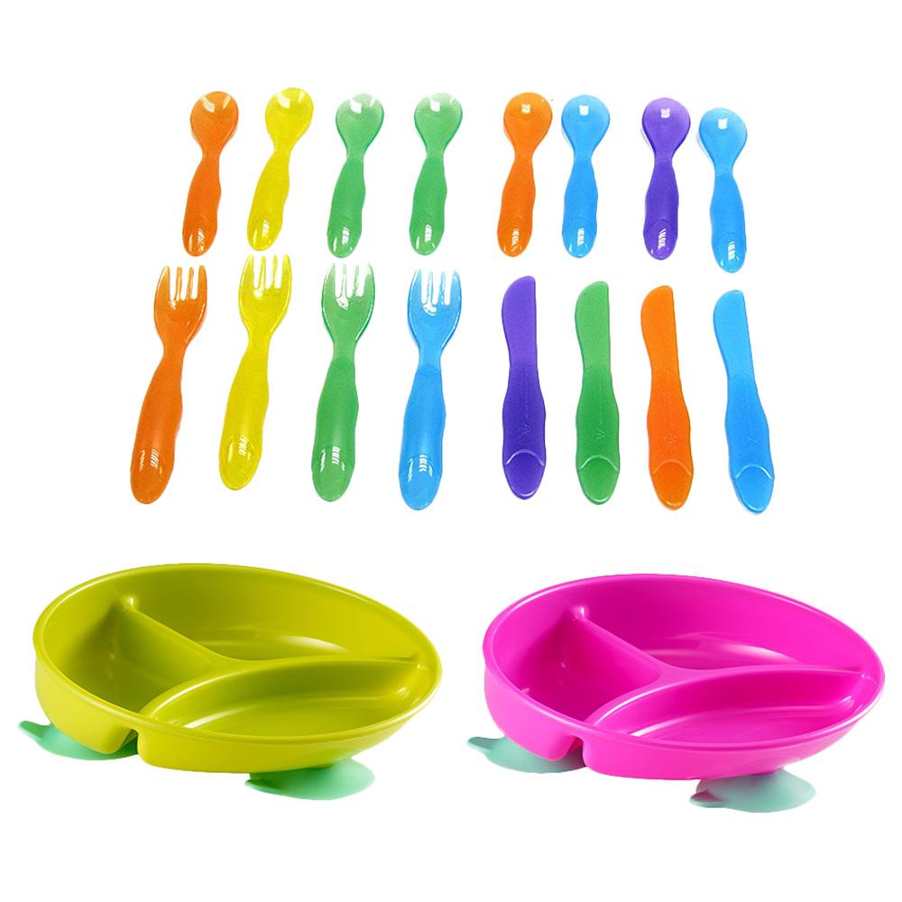 طقم أدوات مائدة للأطفال حزمة 18في1 Take & Toss Flatware & Inside Scoop Plate - The First Years