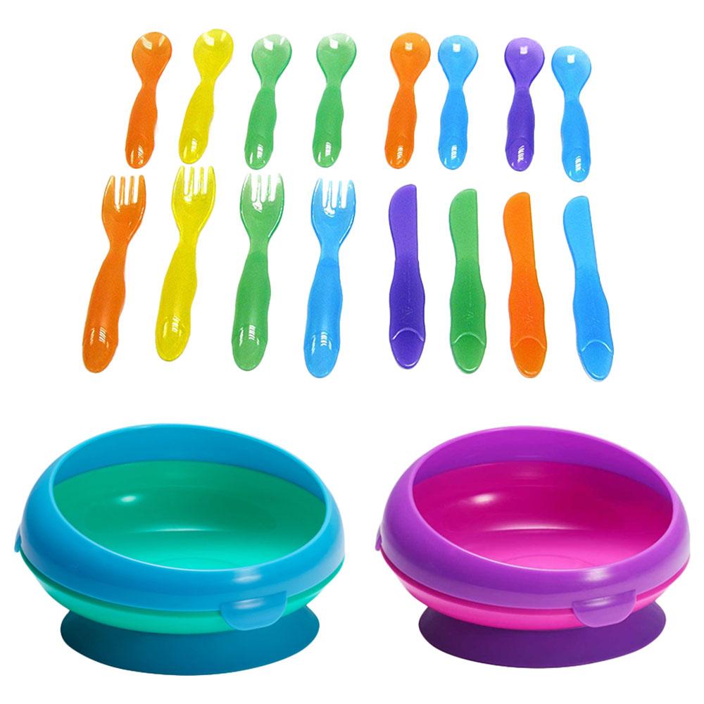 طقم أدوات مائدة للأطفال حزمة 18في1 Take & Toss Flatware & Inside Scoop Bowl - The First Years