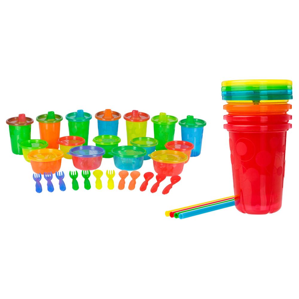 The First Years - Take And Toss Straw Cups & Feeding Setطقم أدوات مائدة للأطفال حزمة 36في1 Take & Toss Multi-Pack - The First Years