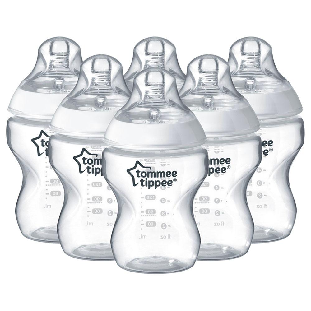 Tommee Tippee Closer to Nature Feeding Bottle, 260mlx6-Clear