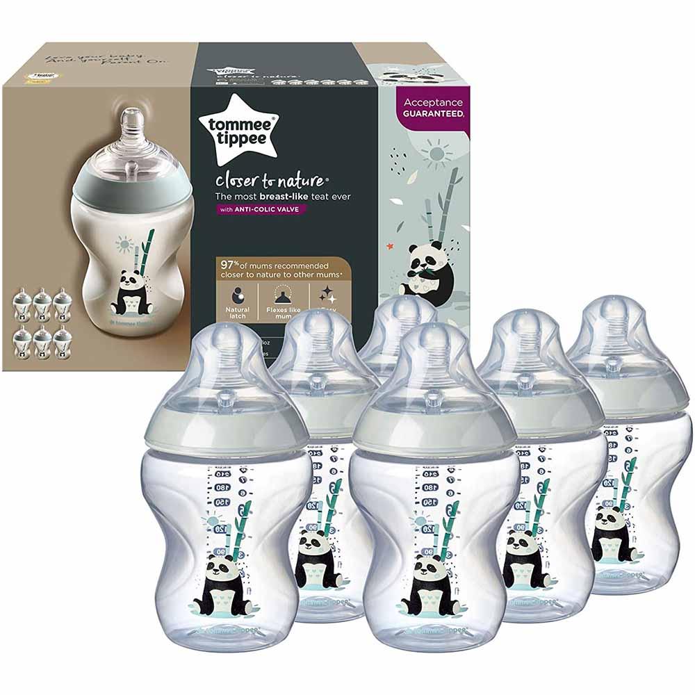 Tommee Tippee Closer To Nature Feeding Bottle 260ml x6 - Panda