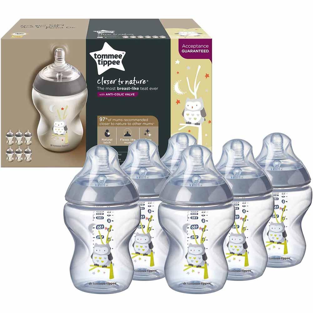 Tommee Tippee Closer To Nature Feeding Bottle 260ml x6 - Owl