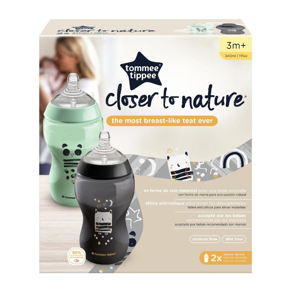 Tommee Tippee Closer to Nature Feeding Bottle 340mlx2 -Clear