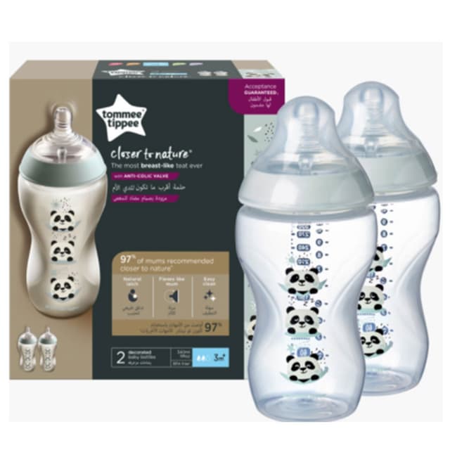 رضاعة اطفال 340ml حزمة 2في1 بلاستيك Closer to Nature - Tommee Tippee